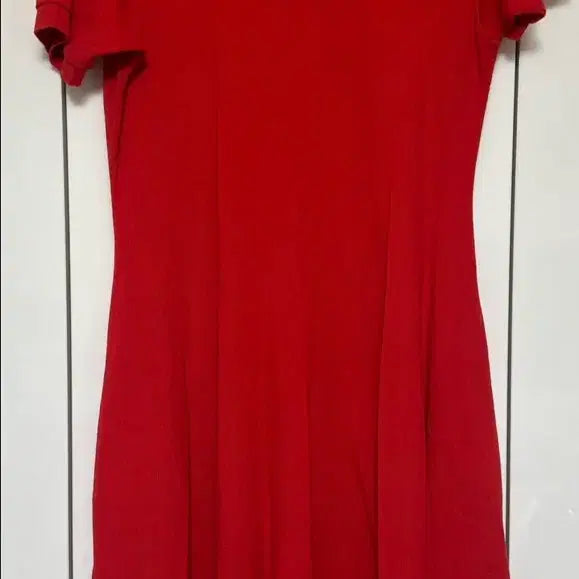 [BUNJANG] Lacoste Red Pique Shirt Dress / 라코스테 레드 피케 셔츠 원피스