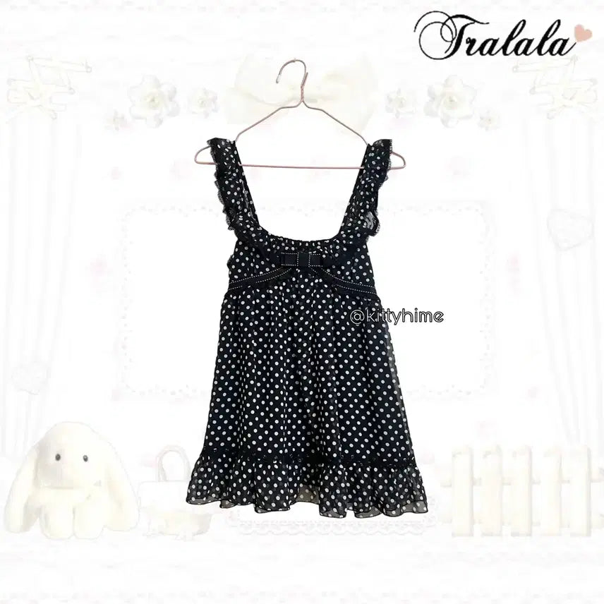 [BUNJANG] Tralala Dot Sleeveless Himegyaru Top / Tralala 트랄라라 도트 슬리브리스 히메갸루 러블리 로걀 투라라