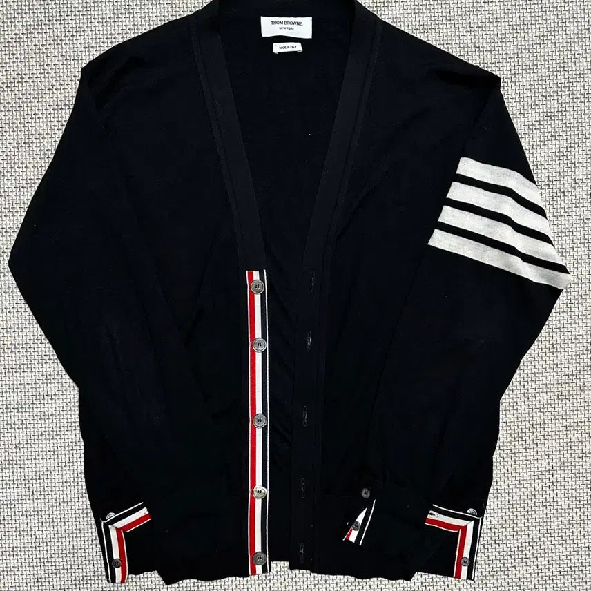 [BUNJANG] Thom Browne Black Wool Cardigan / [4/당일배송] 25ss 톰브라운 사선완장 블랙 울 가디건