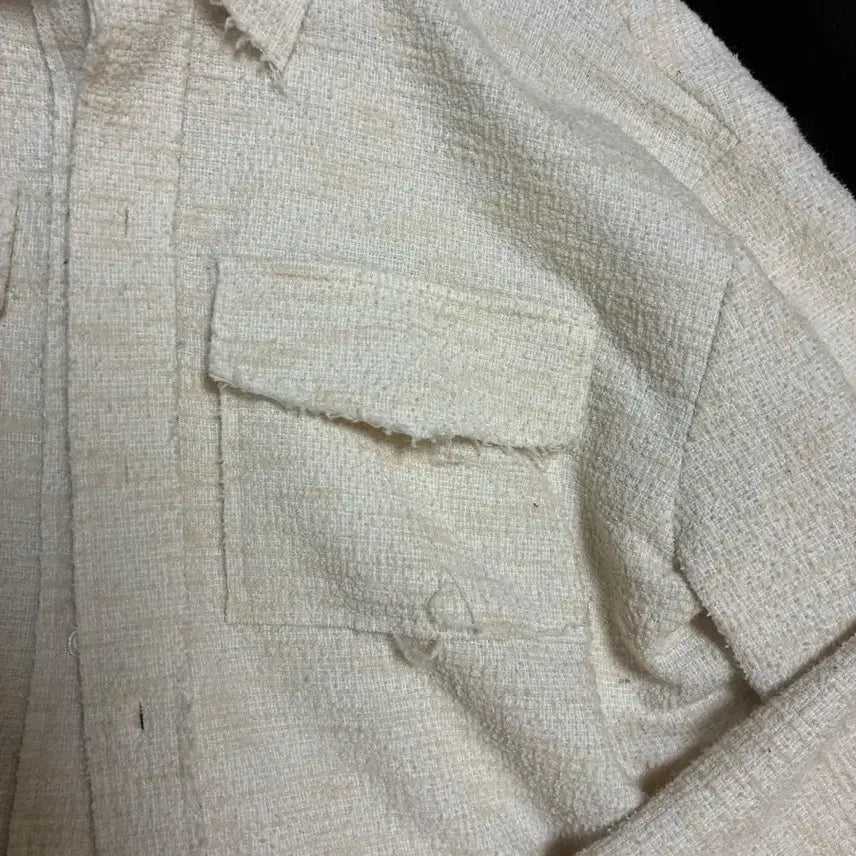 [BUNJANG] Bastic Cream Cutoff Knit Shirt / 바스틱 크림색 컷오프 니트셔츠