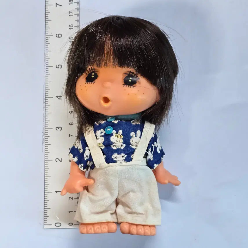 [BUNJANG] Sekiguchi Midori Vintage Japanese Doll Blue Rabbit Pattern Shirt / 세키구치 미도리 빈티지 일본 인형 블루 토끼 패턴 셔츠