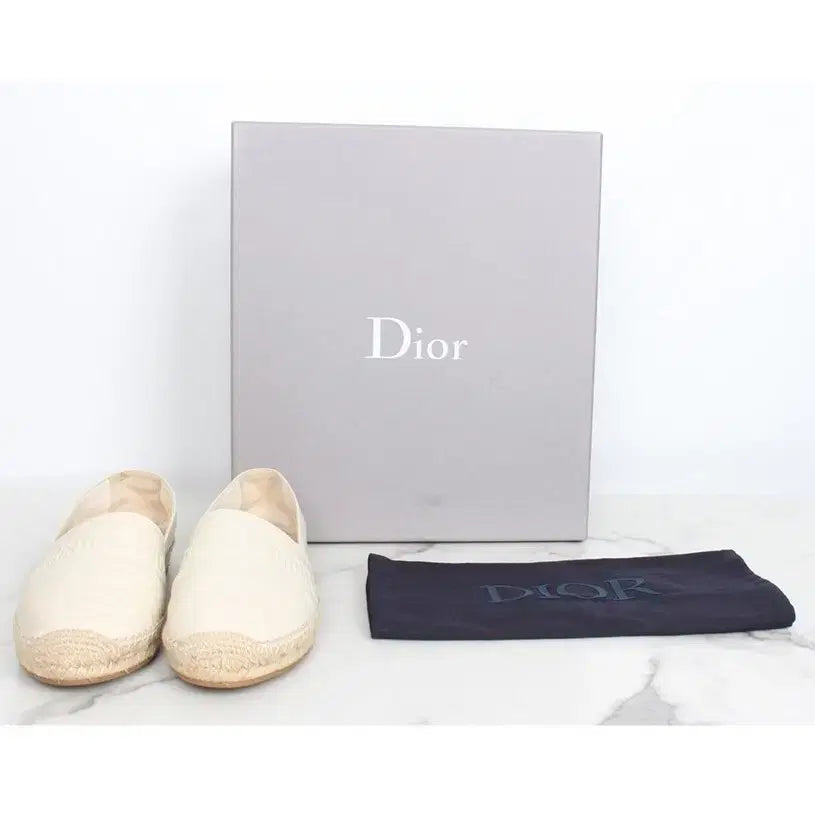 [BUNJANG] Dior Logo Leather Espadrille Slip-on Beige / [A급]디올 로고 레더 에스파듀 슬립온 베이지 38(250)