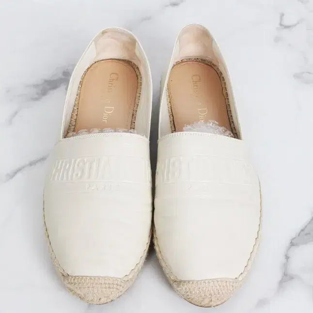 [BUNJANG] Dior Logo Leather Espadrille Slip-on Beige / [A급]디올 로고 레더 에스파듀 슬립온 베이지 38(250)