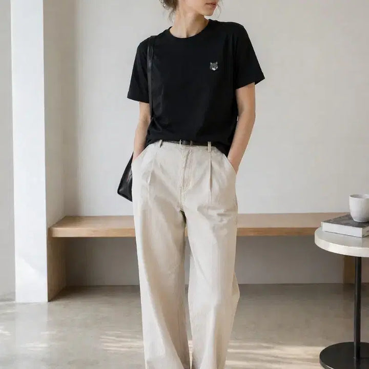 [BUNJANG] Maison Kitsune Fox Short Sleeve T-shirt / 메종키츠네 폭스 반팔 티셔츠 블랙/화이트