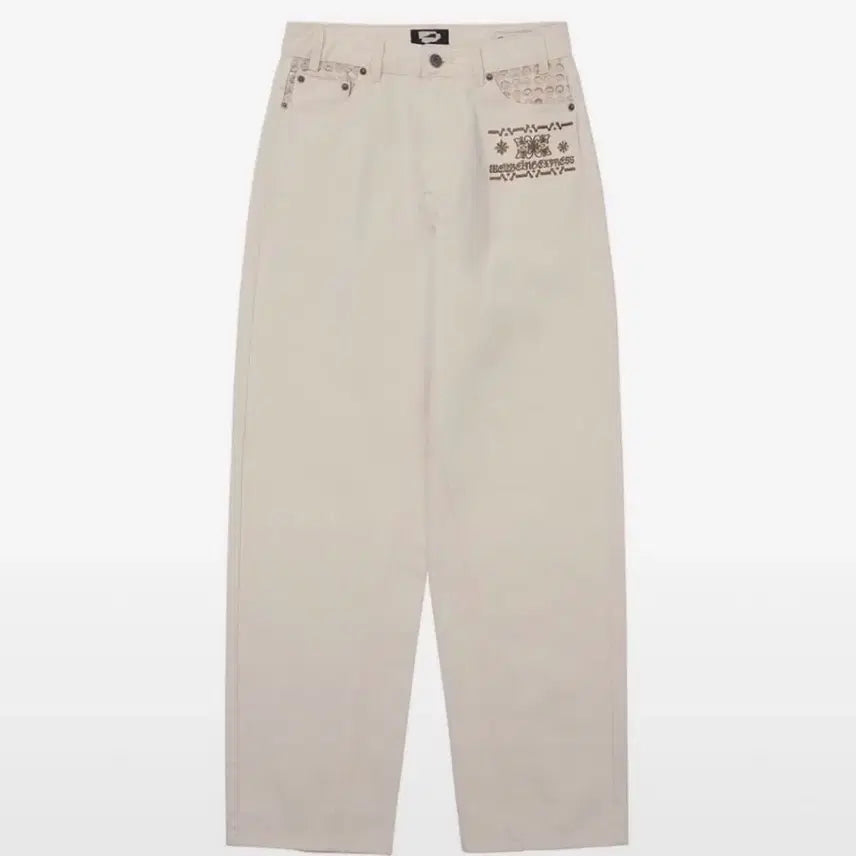 [BUNJANG] 웰빙익스프레스 Embroidered Patch Jeans White m / 웰빙익스프레스 Embroidered Patch Jeans White m