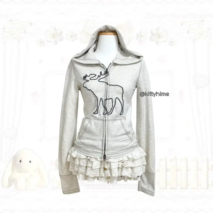 [BUNJANG] Abercrombie Oatmeal Fitted Hoodie Zip-up / Abercrombie 아베크롬비 오트밀 딱붙 후집 아베후집 아베후드집업