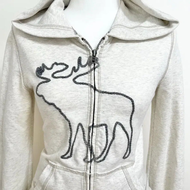 [BUNJANG] Abercrombie Oatmeal Fitted Hoodie Zip-up / Abercrombie 아베크롬비 오트밀 딱붙 후집 아베후집 아베후드집업