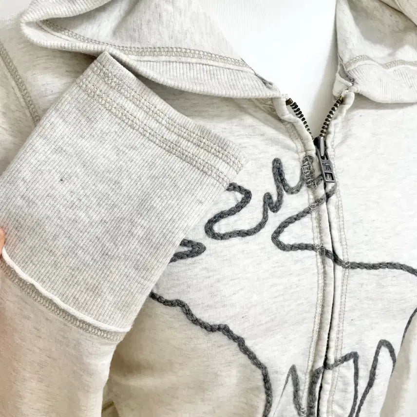[BUNJANG] Abercrombie Oatmeal Fitted Hoodie Zip-up / Abercrombie 아베크롬비 오트밀 딱붙 후집 아베후집 아베후드집업