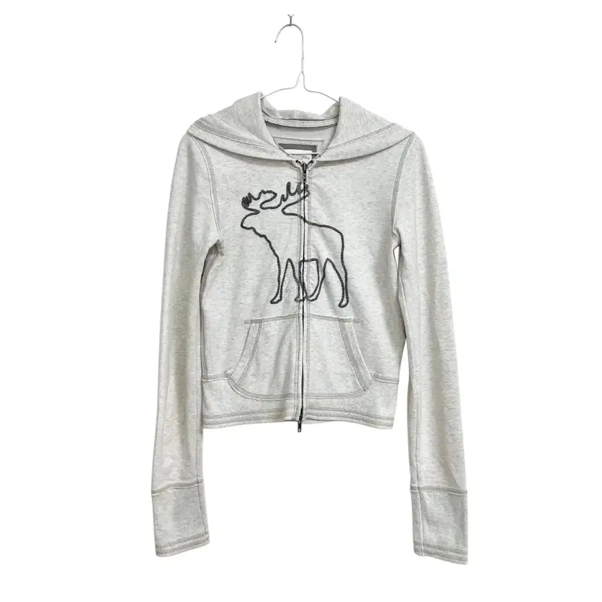[BUNJANG] Abercrombie Oatmeal Fitted Hoodie Zip-up / Abercrombie 아베크롬비 오트밀 딱붙 후집 아베후집 아베후드집업