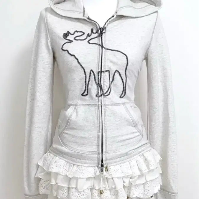 [BUNJANG] Abercrombie Oatmeal Fitted Hoodie Zip-up / Abercrombie 아베크롬비 오트밀 딱붙 후집 아베후집 아베후드집업