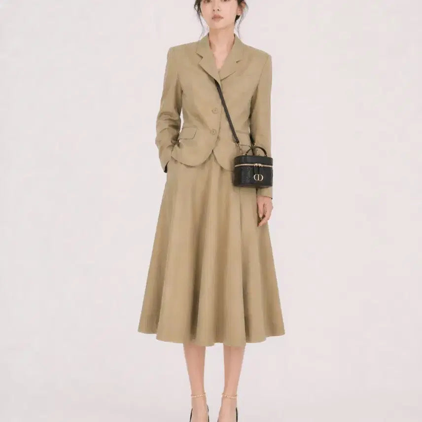 [BUNJANG] NEWYORKER Wool 100% Khaki Beige Set / NEWYORKER 여름 울 100% 카키베이지 셋업
