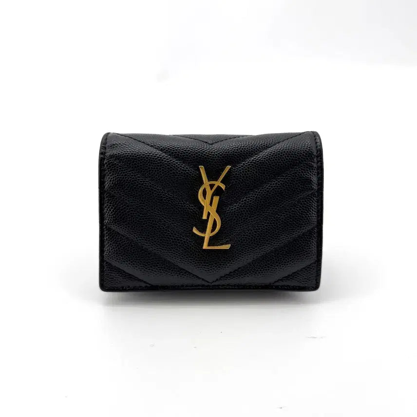 [BUNJANG] Saint Laurent Monogram Gold Flap Bifold Wallet 668290 / 생로랑 모노그램 금장 플랩 반지갑 668290