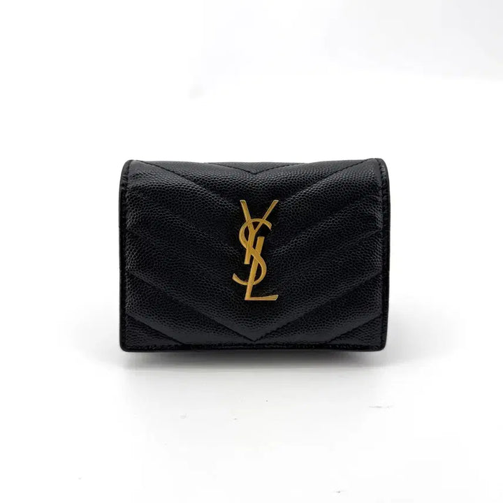 [BUNJANG] Saint Laurent Monogram Gold Flap Bifold Wallet 668290 / 생로랑 모노그램 금장 플랩 반지갑 668290