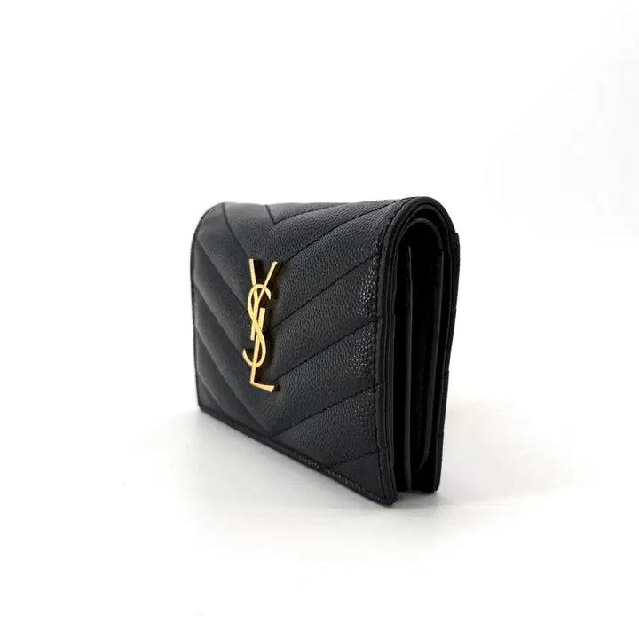 [BUNJANG] Saint Laurent Monogram Gold Flap Bifold Wallet 668290 / 생로랑 모노그램 금장 플랩 반지갑 668290