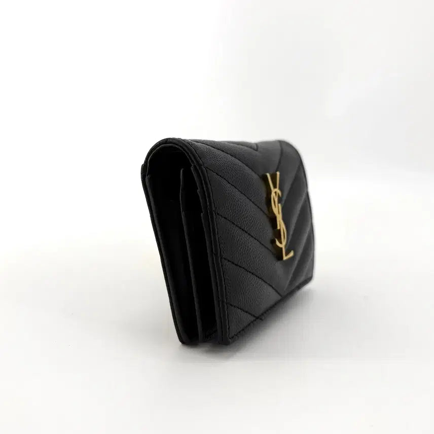 [BUNJANG] Saint Laurent Monogram Gold Flap Bifold Wallet 668290 / 생로랑 모노그램 금장 플랩 반지갑 668290