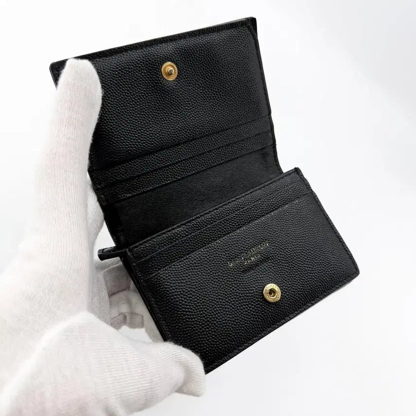 [BUNJANG] Saint Laurent Monogram Gold Flap Bifold Wallet 668290 / 생로랑 모노그램 금장 플랩 반지갑 668290