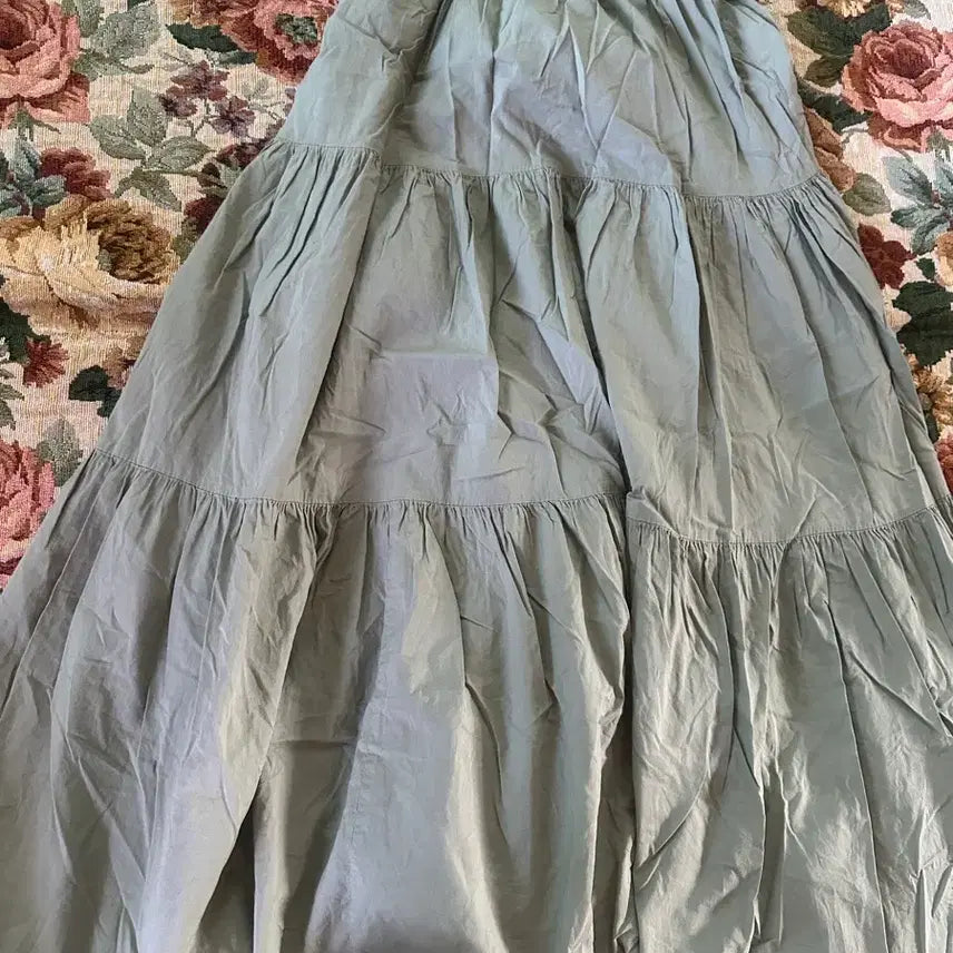 [BUNJANG] Kankan Long Skirt - Khaki / 캉캉 롱 스커트 카키색