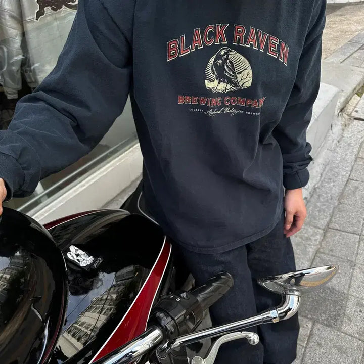 [BUNJANG] Black Raven Brewing Company Long Sleeve T-shirt / BLACK RAVEN BREWING COMPANY 롱 슬리브 긴팔티