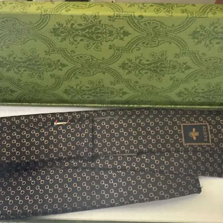 [BUNJANG] Gucci GG Logo Silk Tie / 구찌 블랙 GG 로고 패턴 실크 넥타이