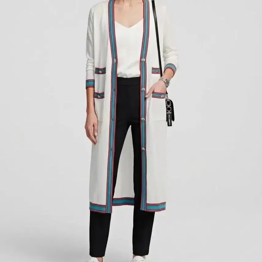 [BUNJANG] Karl Lagerfeld White Long Cardigan / 25FW 칼라거펠트 화이트 롱 가디건 90