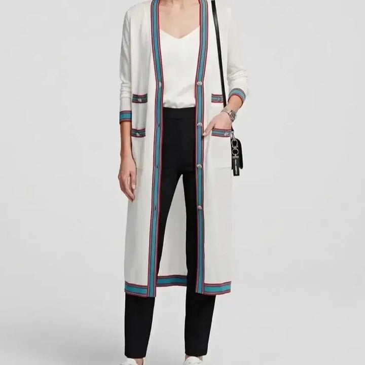 [BUNJANG] Karl Lagerfeld White Long Cardigan / 25FW 칼라거펠트 화이트 롱 가디건 90