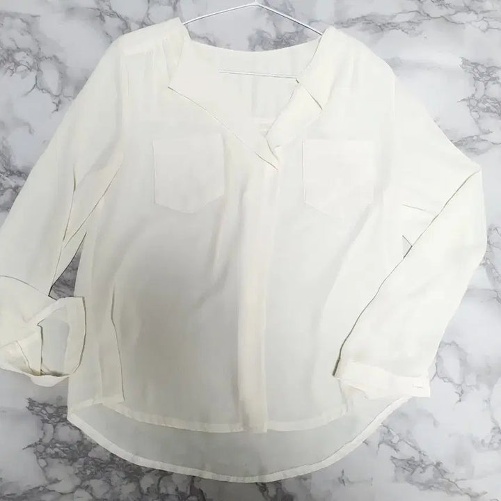 [BUNJANG] Chiffon See-through Loose Fit Blouse / 연노랑 쉬폰 시스루 루즈핏 블라우스55-66