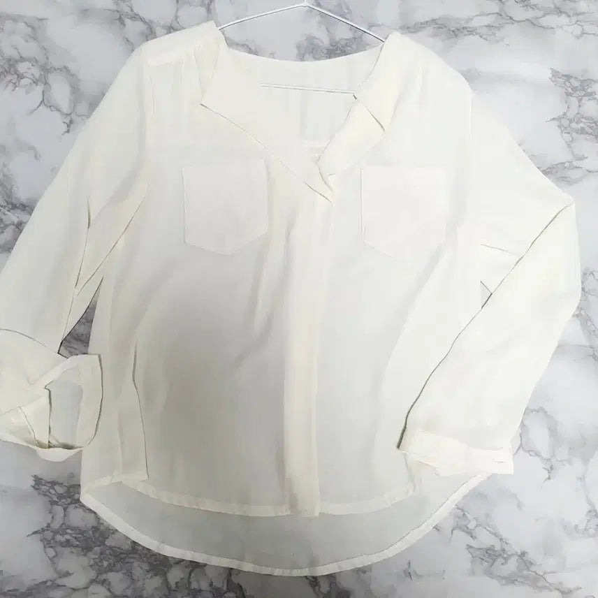 [BUNJANG] Chiffon See-through Loose Fit Blouse / 연노랑 쉬폰 시스루 루즈핏 블라우스55-66