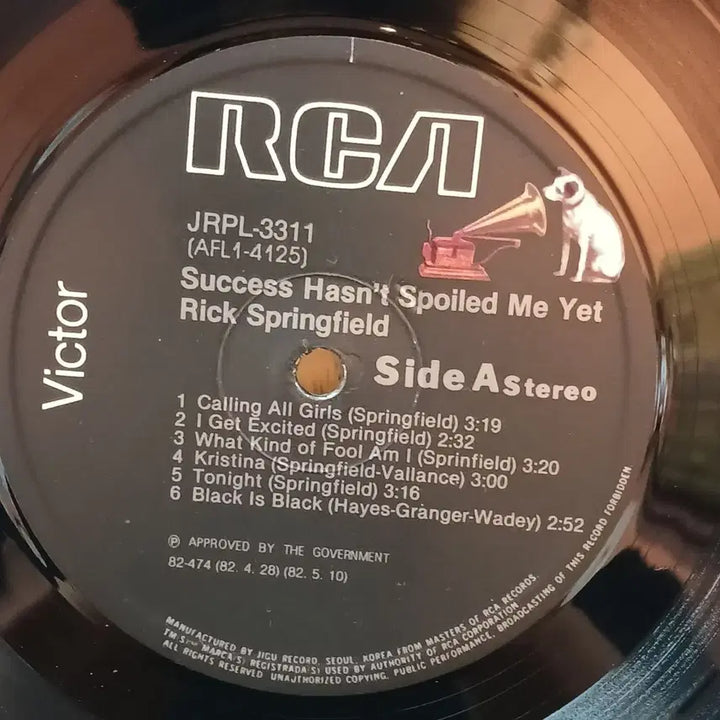 [BUNJANG] Rick Springfield Grammy Best Rock Vocal Performance LP / 그레미 최우수 록 보컬 릭 스프링필드 LP