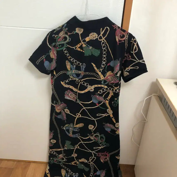 [SOLD OUT] 체인패턴 네이비 반소매 원피스