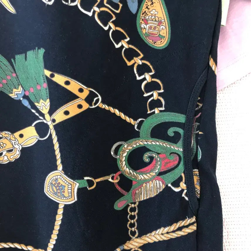 [SOLD OUT] 체인패턴 네이비 반소매 원피스