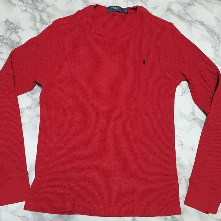 [BUNJANG] Polo Ralph Lauren Red Waffle Knit Sweater / 폴로 랄프로렌 레드 와플 니트 S (95사이즈)