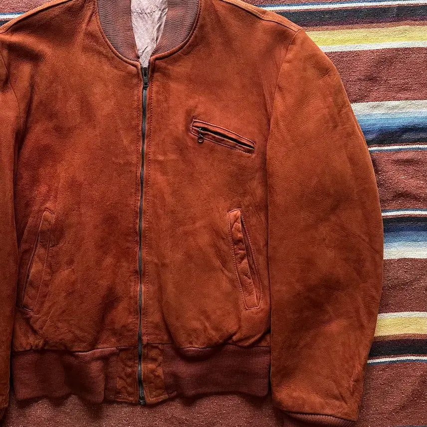 [BUNJANG] 50s USA Deerskin Suede Leather Bomber Jacket / 50s USA 빈티지 디어스킨 봄버 스웨이드 레더 자켓
