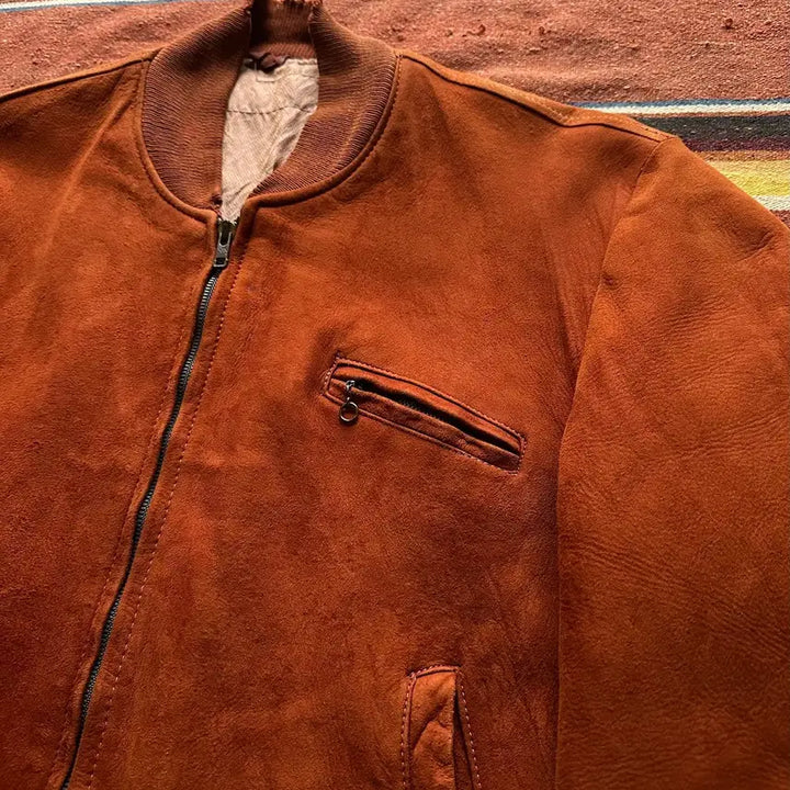 [BUNJANG] 50s USA Deerskin Suede Leather Bomber Jacket / 50s USA 빈티지 디어스킨 봄버 스웨이드 레더 자켓