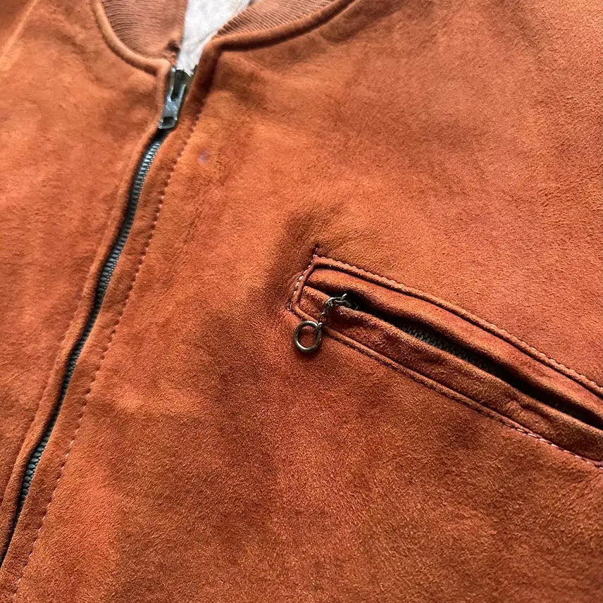 [BUNJANG] 50s USA Deerskin Suede Leather Bomber Jacket / 50s USA 빈티지 디어스킨 봄버 스웨이드 레더 자켓