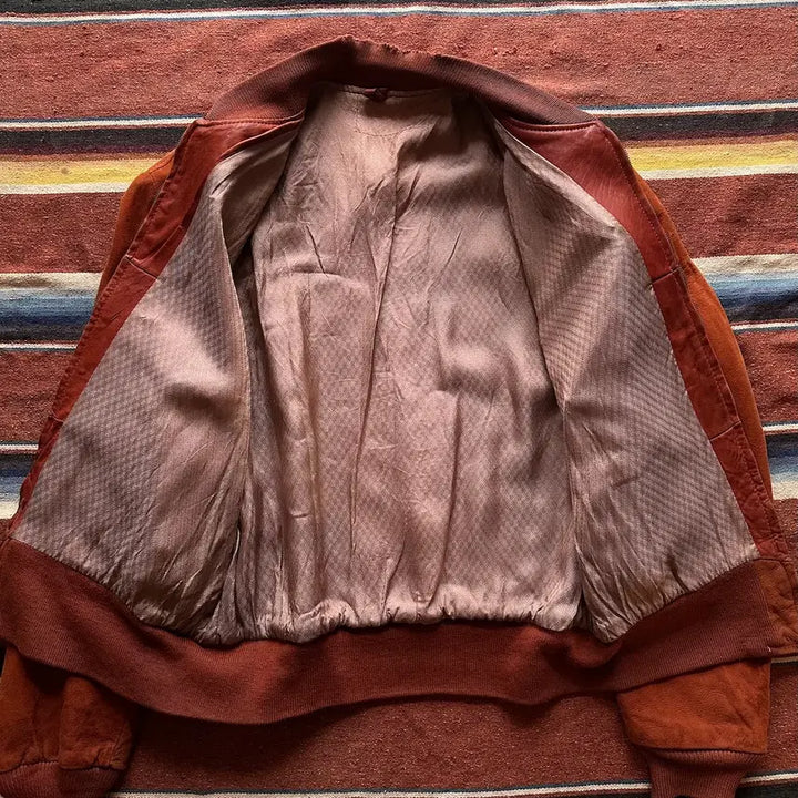 [BUNJANG] 50s USA Deerskin Suede Leather Bomber Jacket / 50s USA 빈티지 디어스킨 봄버 스웨이드 레더 자켓