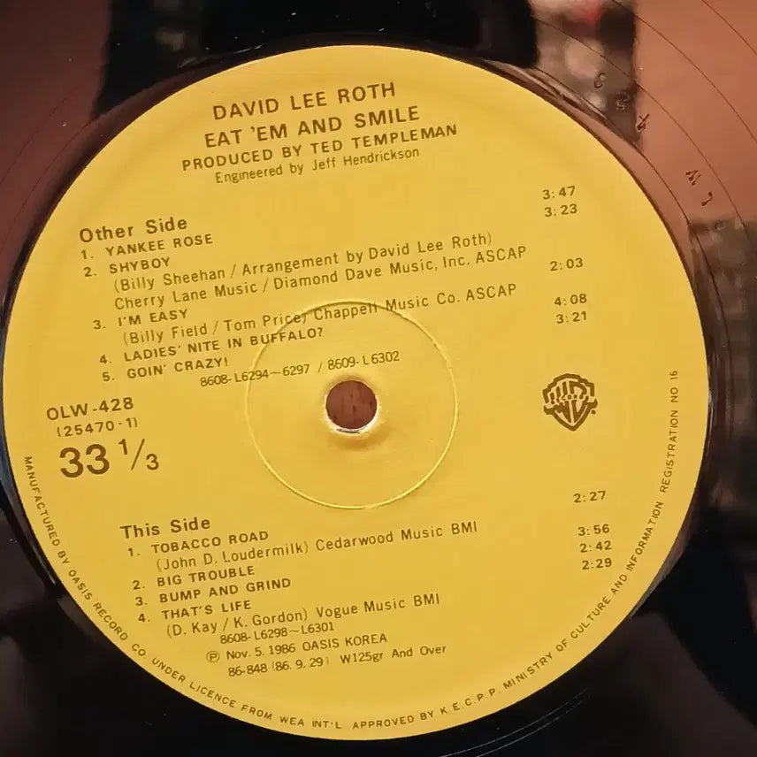 [BUNJANG] David Lee Roth Eat &