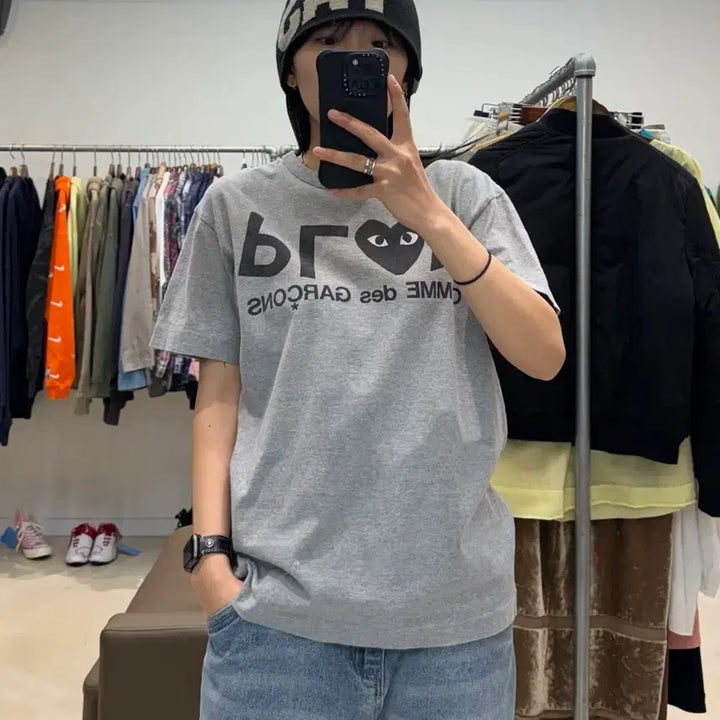 [BUNJANG] Comme des Garcons Play T-Shirt Gray / 꼼데가르송 플레이 티셔츠 그레이