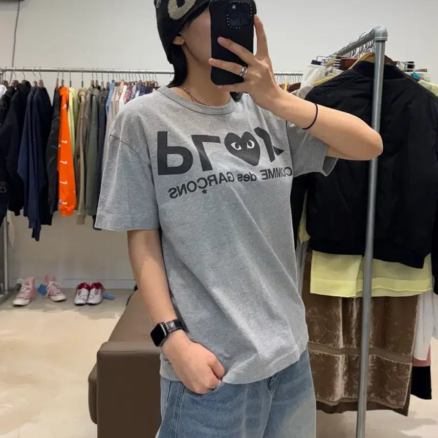 [BUNJANG] Comme des Garcons Play T-Shirt Gray / 꼼데가르송 플레이 티셔츠 그레이