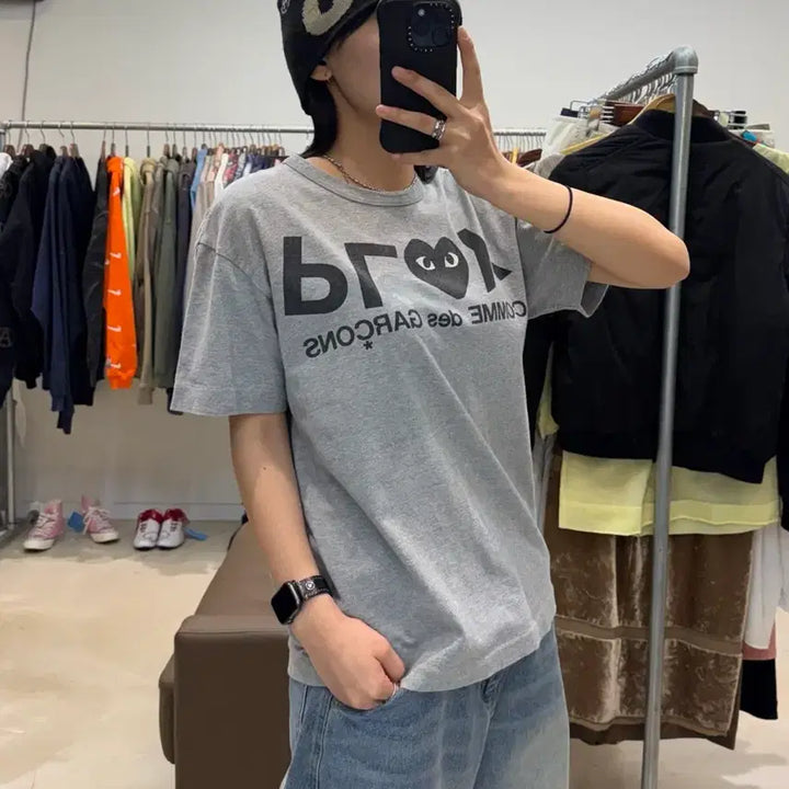 [BUNJANG] Comme des Garcons Play T-Shirt Gray / 꼼데가르송 플레이 티셔츠 그레이
