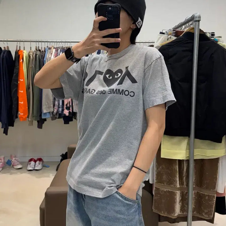 [BUNJANG] Comme des Garcons Play T-Shirt Gray / 꼼데가르송 플레이 티셔츠 그레이