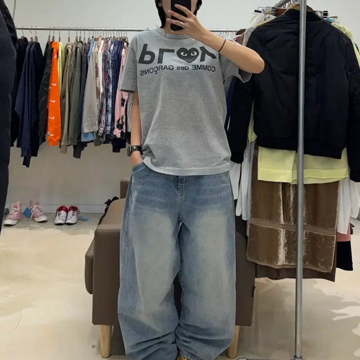 [BUNJANG] Comme des Garcons Play T-Shirt Gray / 꼼데가르송 플레이 티셔츠 그레이