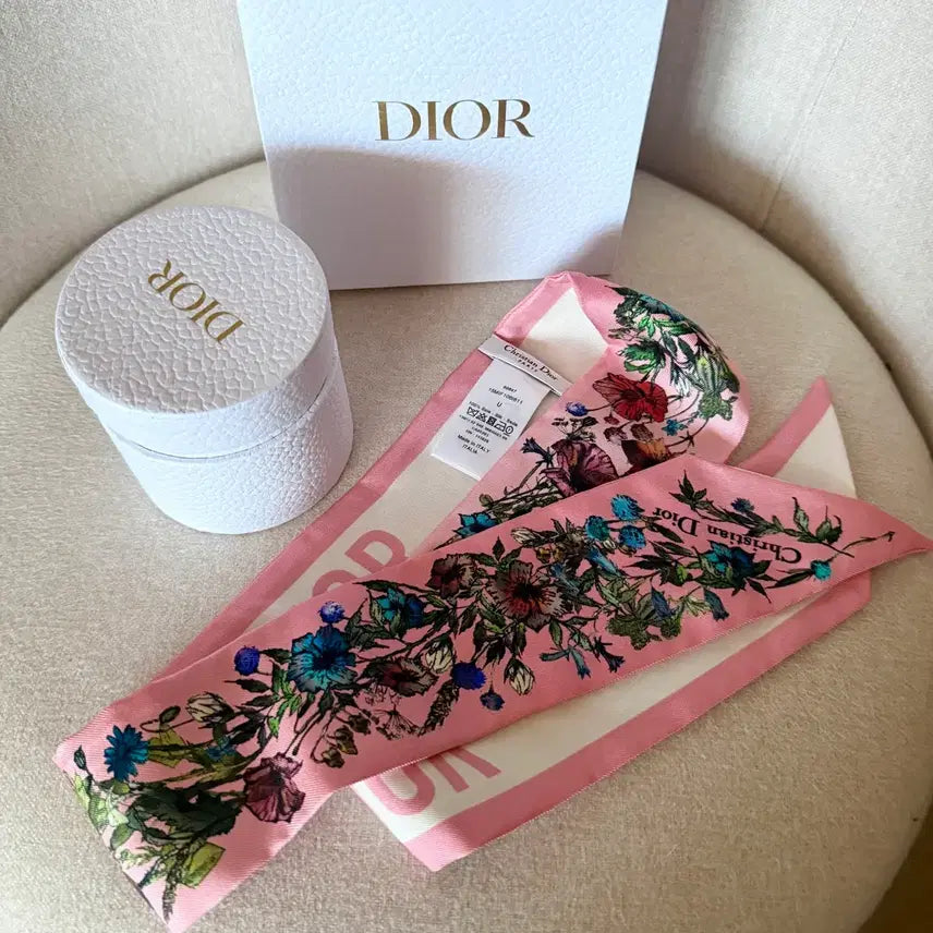 [BUNJANG] Dior Millefiori Coral Mitzah Scarf / 디올 밀리피오리 코랄 컬러 미차 스카프