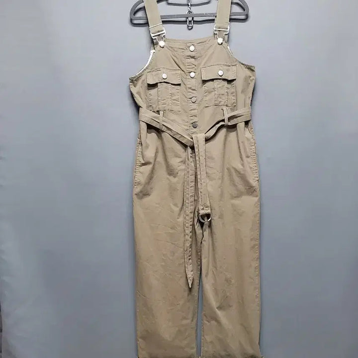 [BUNJANG] Khaki Belted Overalls / 카키색 벨트 멜빵 바지