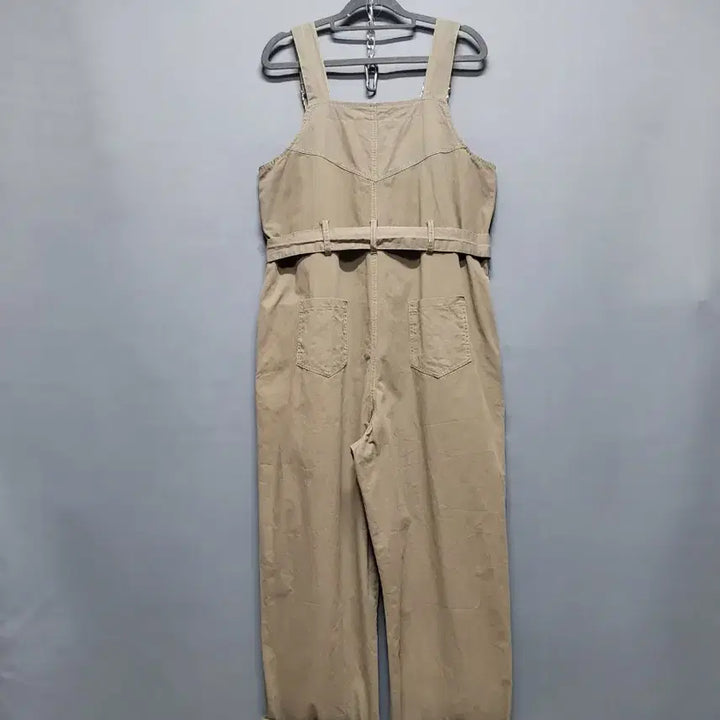 [BUNJANG] Khaki Belted Overalls / 카키색 벨트 멜빵 바지