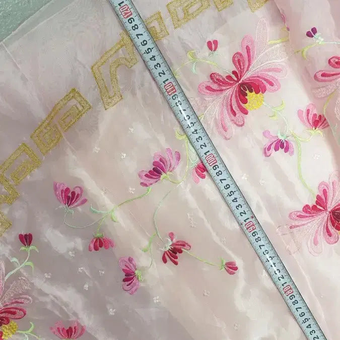 [BUNJANG] Pink Floral Embroidered Hanbok Dress / 꽃 자수 행사한복