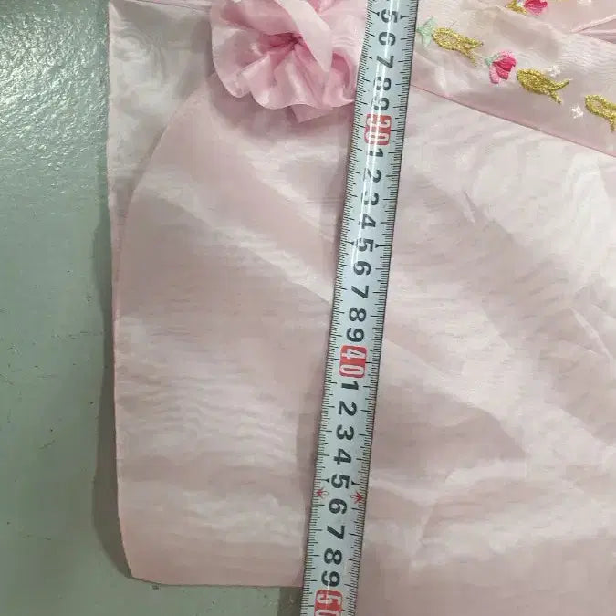 [BUNJANG] Pink Floral Embroidered Hanbok Dress / 꽃 자수 행사한복