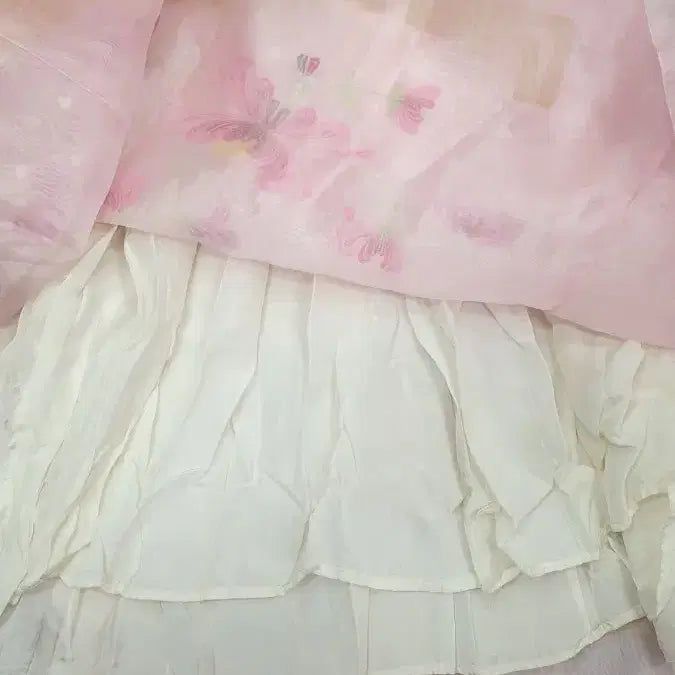 [BUNJANG] Pink Floral Embroidered Hanbok Dress / 꽃 자수 행사한복