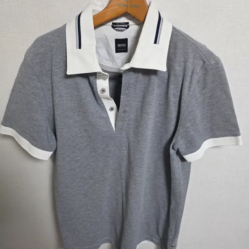 [SOLD OUT] [BOSS] 휴고보스 피마코튼 배색 카라티 (L)
