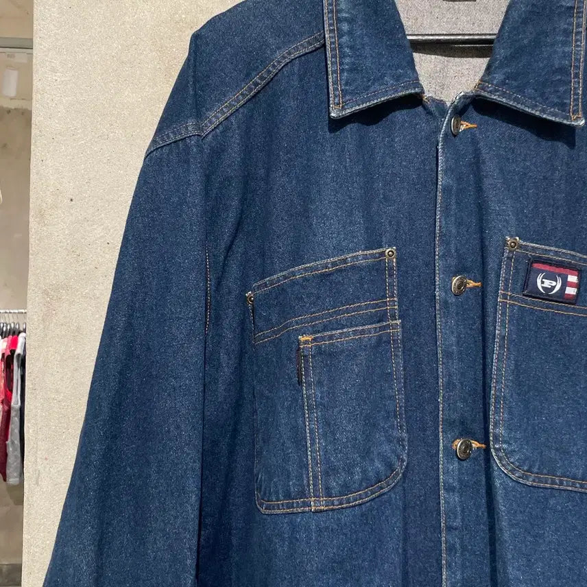 [BUNJANG] Fat Palm Blue Denim Work Over Shirt Jacket / 팻 팜 진청 워크 오버 데님 셔츠 자켓