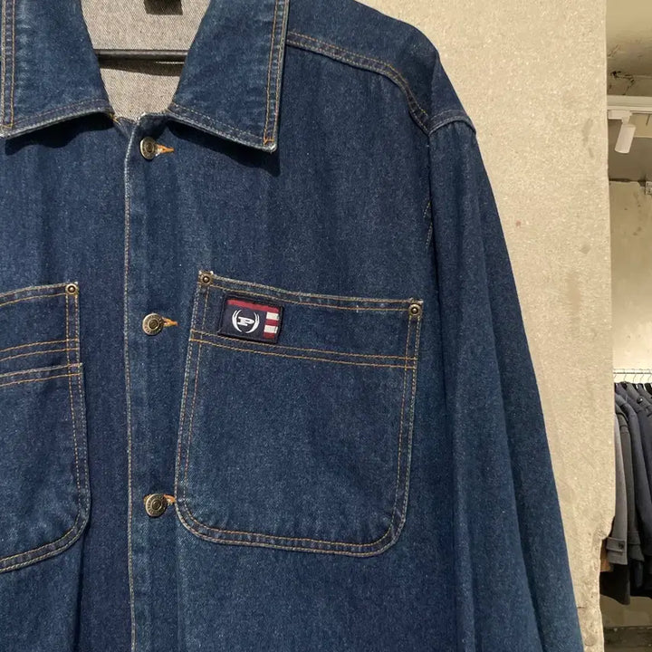 [BUNJANG] Fat Palm Blue Denim Work Over Shirt Jacket / 팻 팜 진청 워크 오버 데님 셔츠 자켓